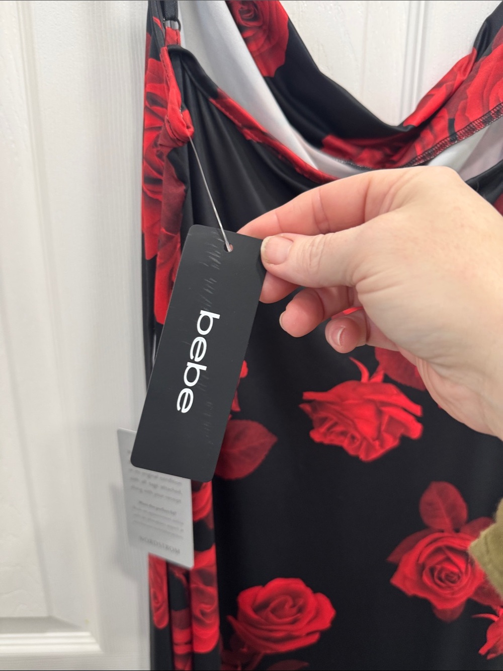 bebe Black Dress with Red Floral Accent - Picture 3 of 6